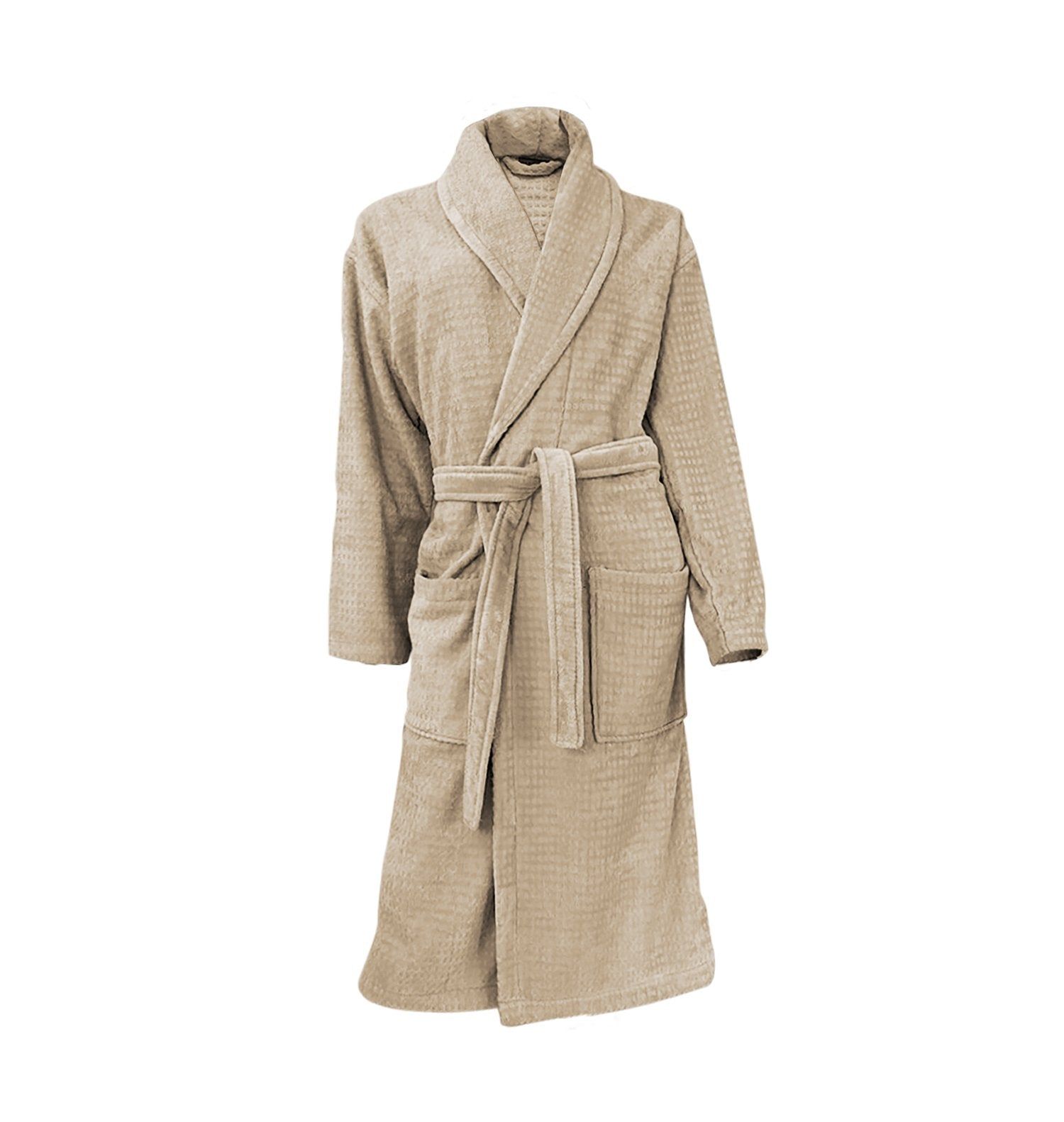 LINNICK Wafel Badjas Velour Katoen - sand - XL