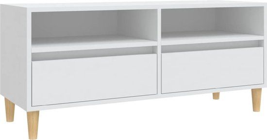 vidaXL Tv-meubel - bewerkt hout - wit