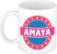 Bellatio Decorations - Amaya voornaam - koffiemok - beker - wit/roze - 300 ml - Cadeau - Dames - Collega - Moederdag - Verjaardag