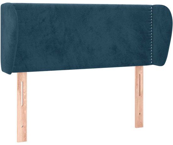 vidaXL Hoofdbord met randen 103x23x78/88 cm fluweel donkerblauw