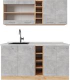 Vicco R-Line Eenpersoonskeuken – 160 cm, WB Marmer Beton/gouden eik