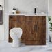 Hudson Reed Ensemble meuble-lavabo & WC - Chêne foncé - Droite - 110,5 cm - Poignées barre en T noires - Moderne - Cluo-Select