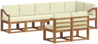 vidaXL - Bank loungeset - 8 zitplekken - Natuurlijk en crème - Acacia hout