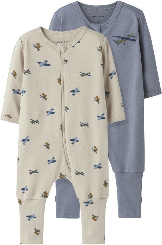 NAME IT NBMNIGHTSUIT 2P ZIP FF AIRPLANE NOOS Baby Pyjamas Lange mouw Peyote Katoen 92