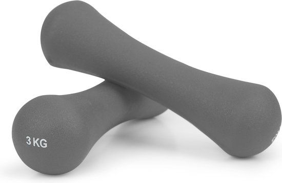 Dumbbells - Fitness gewichten - set 6 kg - neopreen - grijs