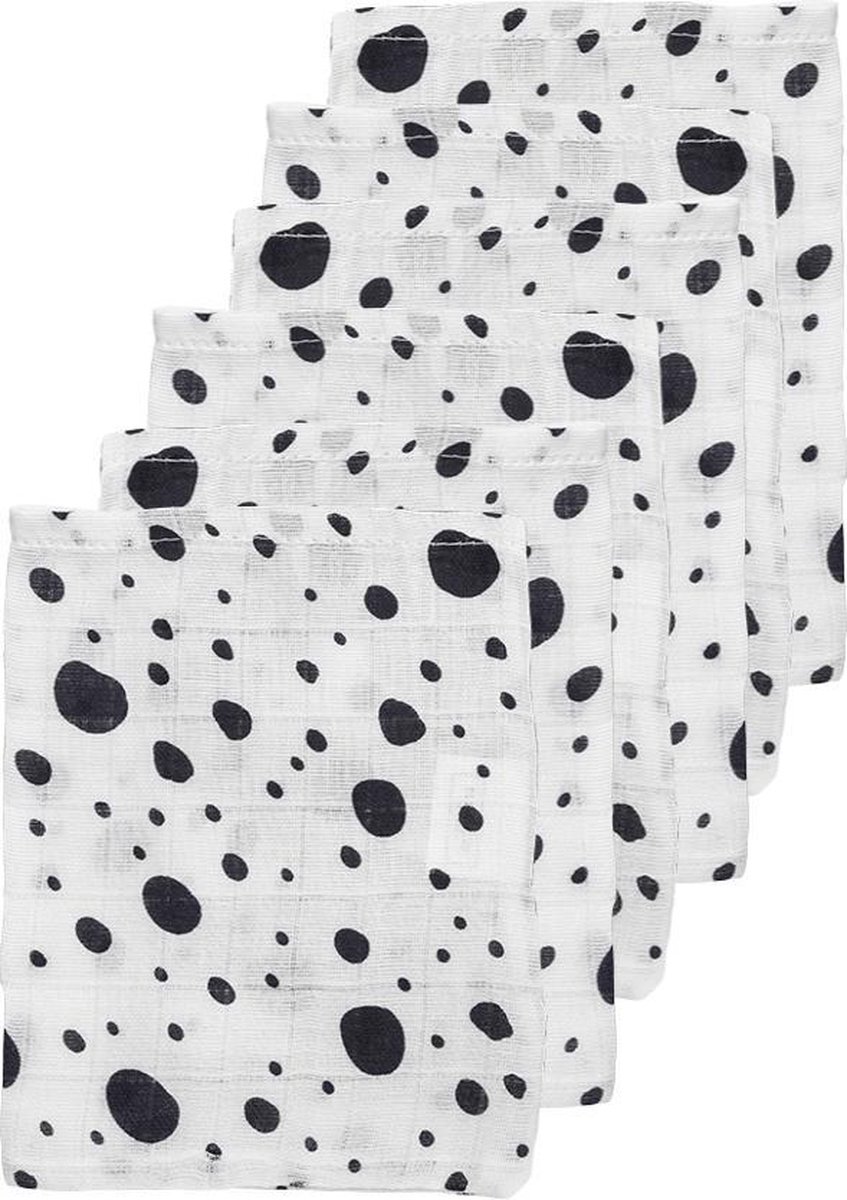 Meyco 6-pack washandjes - Dots zwart