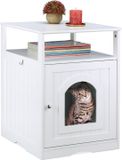 Relaxdays Kattenbak ombouw - witte kattenkast - indoor kattenhuis - kattenmeubel toilet