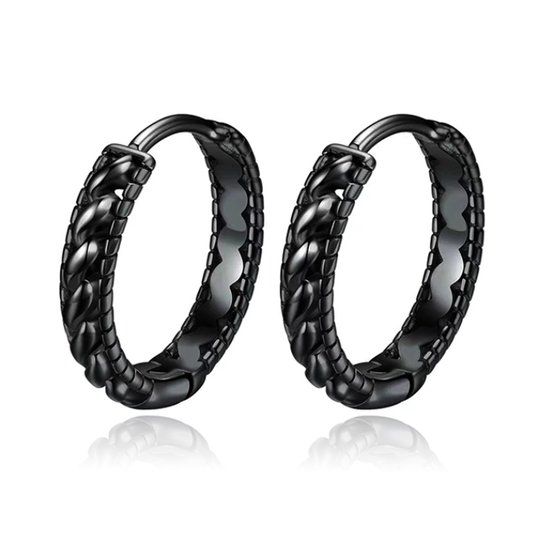 LGT JWLS Lookinggoodtoday LGT JWLS Twisted Rope Oorringen - Zwart