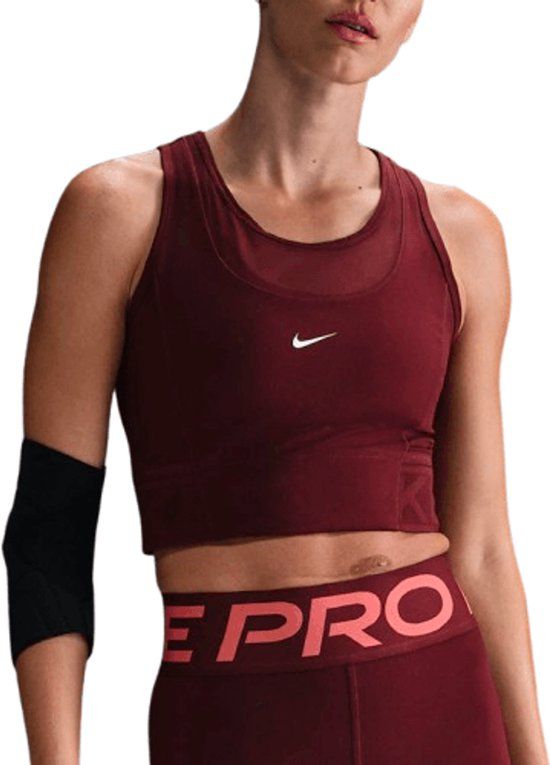 Nike Pro Dri-Fit Cropped Tank Top - Red/White - Maat L - Dames