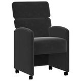 vidaXL Eetkamerstoelen met wielen, 2 stuks, fluweel, zwart