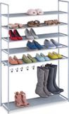 Merkloos Relaxdays schoenenrek - 6 etages - 20 paar - 7 laarzen klemmen - 99 cm breed - hoog - grijs