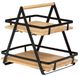 5Five Keuken/aanrecht rekje - metaal/bamboe hout - 30 x 22 x 29 cm - keuken organizer - naturel/zwart - 2 laags