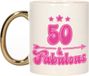 Bellatio Decorations Verjaardag cadeau mok 50 jaar - gouden handvat - geweldig - 300 ml - keramiek - Sarah