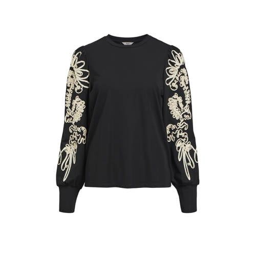 OBJECT Top OBJCAROLINE - Zwart/Offwhite - Met 3D Applicatie