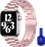 By Qubix Qubix Stalen schakel band Rosé pink - Geschikt voor 42mm - 49mm Apple Watch