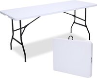 Brixy Inklapbare Tafel - Vouwtafel - 180 x 70 x 74 cm - Campingtafel - Tuintafel - Draagbaar - Wit
