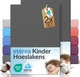 etérea Himmlische Qualität etérea Jersey hoeslaken kinderen 2-pack 80x160-80x180 cm (hoek 20 cm) 100% katoen - Antraciet