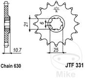 JT Sprockets JTF331.15 15T stalen voortandwiel