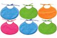 Ti TIN | Verpakking van 6 badstoffen babyslabbetjes, 19 x 19 cm | Slabbetjes voor baby's van 0 tot 6 maanden, sluiting met bandjes, extra zacht katoen, kleuren: groen, blauw, oranje, roze