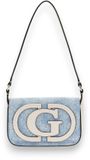 GUESS Ruby Flap Shoulder Bag Denim Logo Lichtblauw