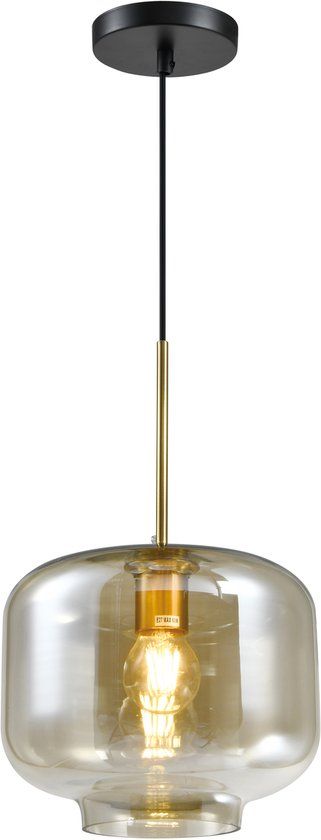QUVIO Hanglamp met glazen kap - Metaal - Glas - Amber