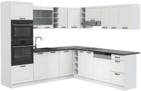 Vicco R-Line cuisine d'angle, Blanc Campagne/Blanc, 247 x 237 cm, WB Anthracite