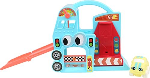 JCtoys - Mijn eerste auto-servicestation lots to play speelgoed, incl. auto, lift en glijbaan, bevordert fantasie en creativiteit, meerkleurig, uniseks, +18 maanden