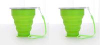 CHPN Goodies and Living Groothandel Opvouwbare bekers met deksel - 2 stuks - Siliconen inklapbare beker - 200ML - Groen