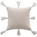 Douceur d'Intérieur Katoenen kussenhoes met franjes, 40x40 cm, Beige, Effen, Knopen, Voor binnen, Vierkant