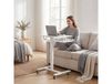 HOMCOM Bureau Assis-Debout Réglable en Hauteur, Bureau Mobile avec Plateau pour Clavier, Roulettes et Cadre en Acier, Blanc