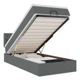 vidaXL Bed poef met matras en LED's stof donkergrijs 140x190 cm
