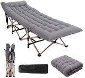 DreamGoods Lit de camp avec matelas - Lit de camping pliable - Lit d'appoint pliable pour adultes - 190x80 cm - Stretcher Duty - Dossier réglable - Camping - Lit de camp 2 personnes - Lit de camp XXL