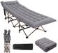 DreamGoods Lit de camp avec matelas - Lit de camping pliable - Lit d'appoint pliable pour adultes - 190x80 cm - Stretcher Duty - Dossier réglable - Camping - Lit de camp 2 personnes - Lit de camp XXL
