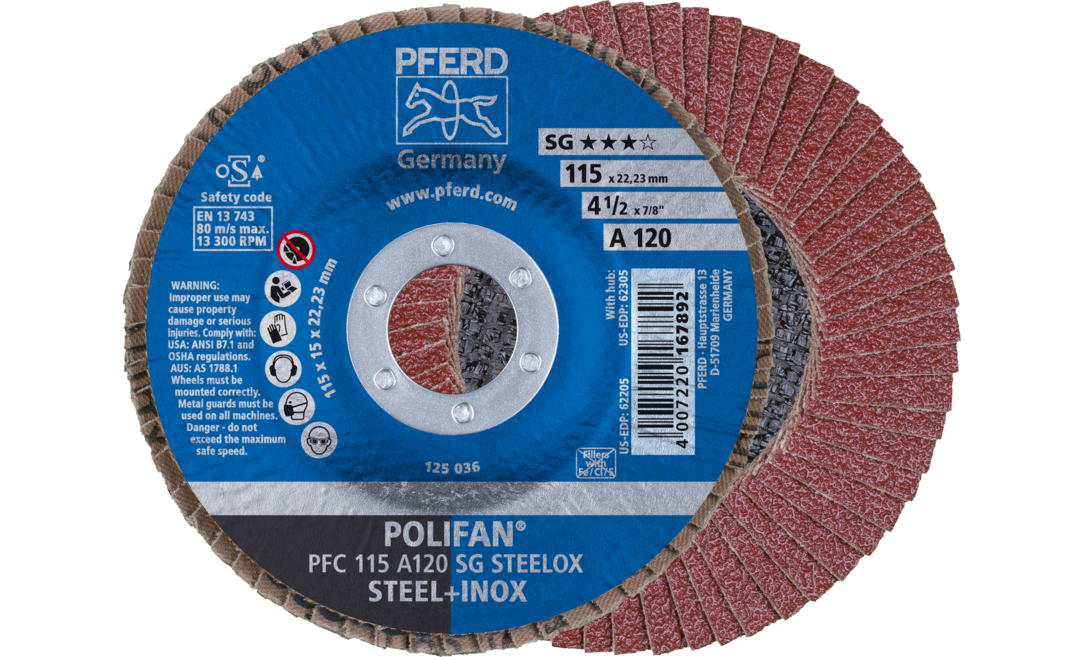 PFERD PFC 115 A 120 SG STEELOX - Slijpschijf - 13300 rpm - 10 stuks