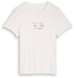 Tom Tailor - T-shirt met logo-print - Maat S - Whisper White