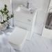 Hudson Reed Cluo-Sandford WC avec lave mains - Blanc - 50 x 89 cm - Bouton de chasse chromé - Design moderne