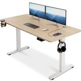 Casaria Zit Sta Bureau - Hoogte Verstelbaar Elektrisch - 140x60cm Bruin