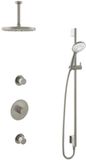 Hotbath Buddy - Inbouw Regendoucheset - 2 Stopkranen - Thermostatisch - Plafondbuis 15 cm - Hoofddouche 250 mm - Ronde Handdouche 3 Standen - Glijstang 900 mm - Waterbesparend - V02