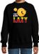 Bellatio Decorations Shoppartners Bv Funny emoticon sweater I was born lazy / lui zwart voor kids - Fun / cadeau trui 98/104