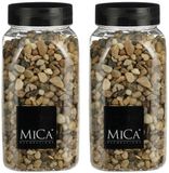 Mica Decorations pierres décoratives - 2x - 650ml - brun mélangé - cailloux de loisirs créatifs - pierres décoratives
