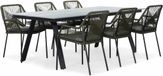LUX outdoor living Oslo Grey/Seville olijfgroen dining tuinset 7-delig | polywood + touw | 220cm | 6 personen