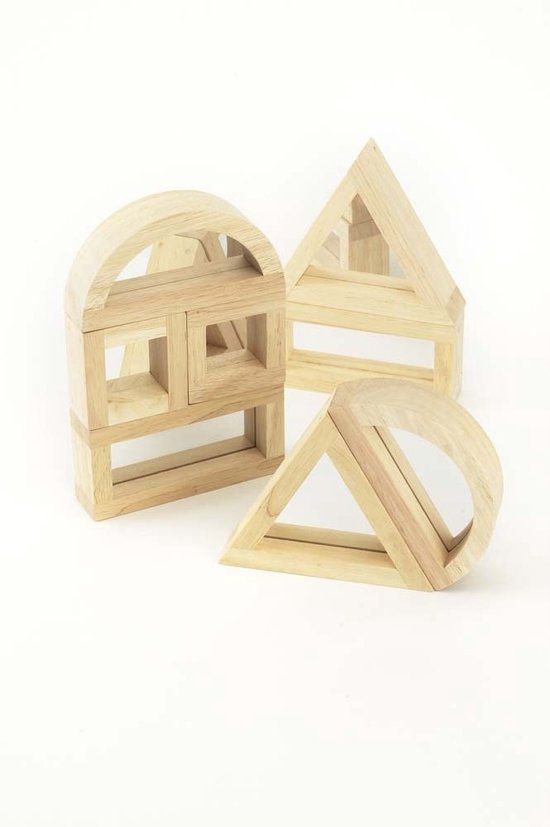 TickiT Spiegel Blokken Set - Groot (8 stuks) - Hout - 1+ jaar