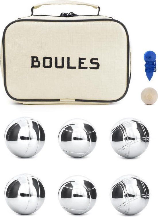 Kikkerland Jeu de Boules Set - 6 Ballen - Zilver - Buitenspeelgoed - Large