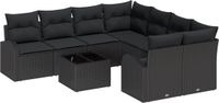 vidaXL Tuinbank Set 9-delig Zwart Polyrattan