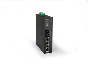 LevelOne 5-Port Fast Ethernet Industrial Switch, 1 x SC Single-Mode Fiber, 30km, -40°C to 75°C