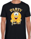 Bellatio Decorations T-shirt voor heren - party time emoji - zwart - Koningsdag/themafeest L