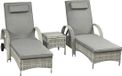 Outsunny Ensemble de chaises longues - 3 pièces - Polyrotin et métal - Gris