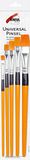 KREUL 723030 - Universele penselen Synthetisch Set, 5 platte penselen in de maten 6, 8, 10, 12 en 16, voor kunst, hobby en school