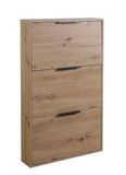 Composad Slim Schoenenrek uit de serie Espresso met 3 kleppen, ruimtebesparend rek voor ingang en bergruimte, (B x H x D) 65 x 105,5 x 15 cm, eiken honing, Made in Italy