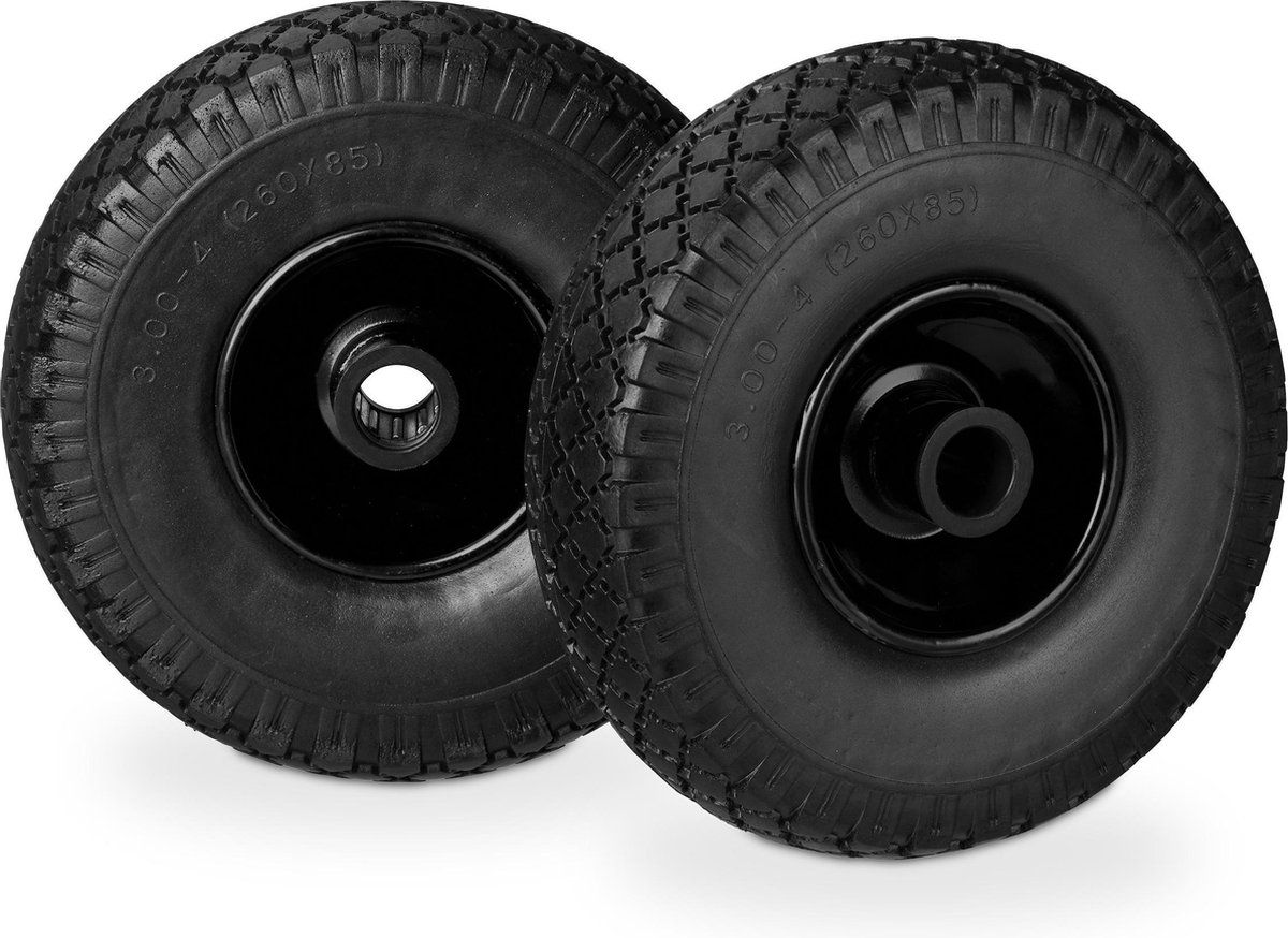Relaxdays Steekwagenwiel - Set van 2 stuks - Stalen velg - Anti lek - 25 mm as - 100 kg